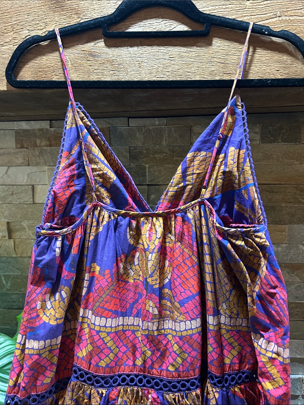 FARM RIO Blue Forest Mosaic Sleeveless Maxi Dress Small - Picture 6 of 16